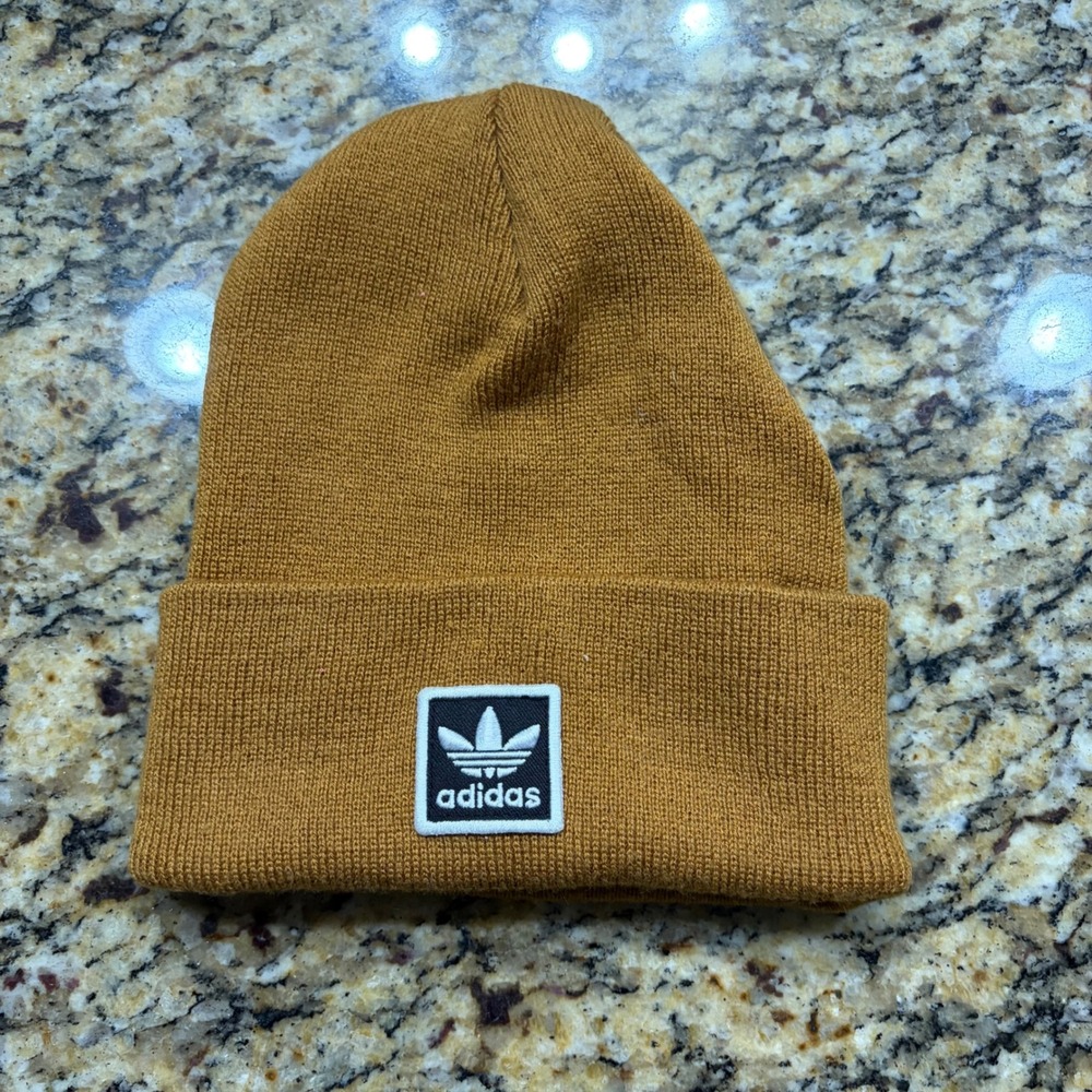 Adidas Originals Trefoil Beanie Mustard Yellow Gold Cuffed Knit Hat